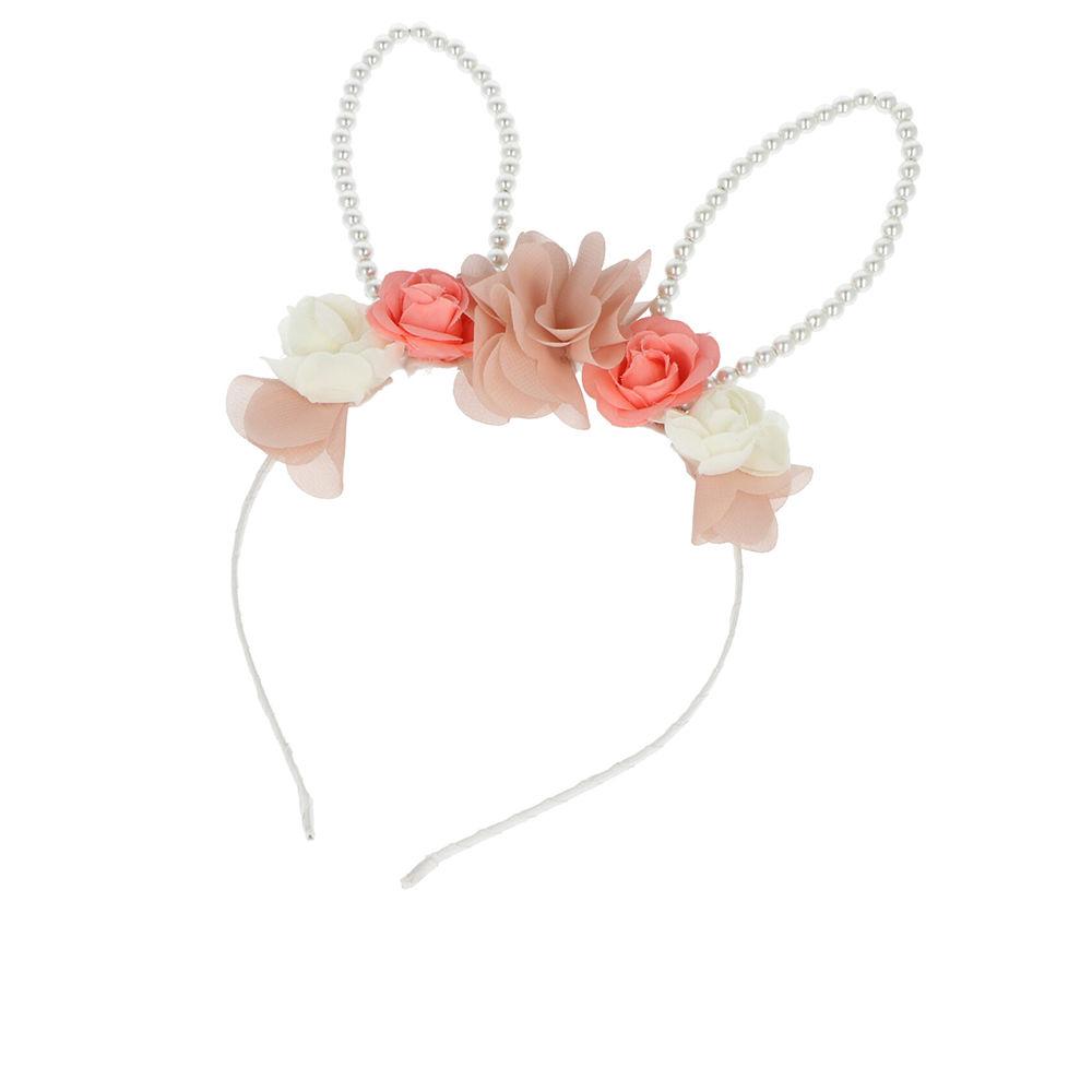 DP185527NE Inca Diadema Cerchietto Con Orecchie Da Coniglio E Fiori - immagine 1